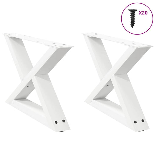 Set di 2 gambe per tavolino moderno con piedini regolabili 60 x 30 cm acciaio verniciato a polvere bianco 02_0056975