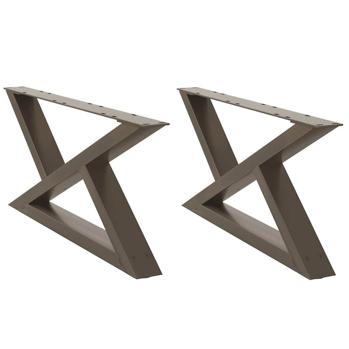 vidaXL Gambe per tavolino da caffè 2 pz in acciaio naturale 70x(30-31,3) cm