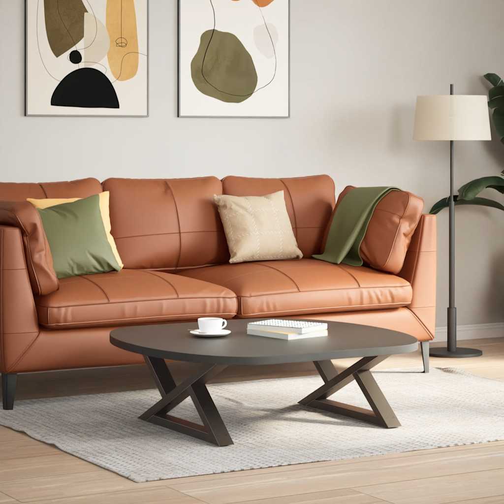 vidaXL Gambe per tavolino da caffè 2 pz in acciaio naturale 70x(30-31,3) cm