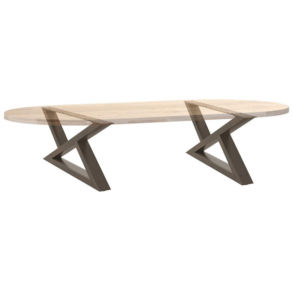 vidaXL Gambe per tavolino da caffè 2 pz in acciaio naturale 70x(30-31,3) cm