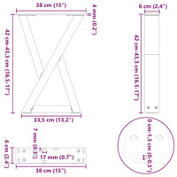 Gambe per Tavolino da Caffè 2 pz Bianche 38x(42-43,3) cm Acciaio