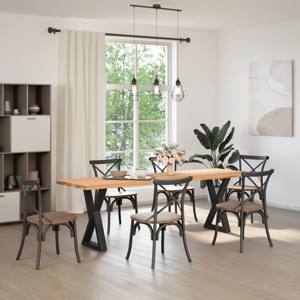 Gambe per tavolo da pranzo 2 pz nere 50x(72-73,3) cm in acciaio 4012716