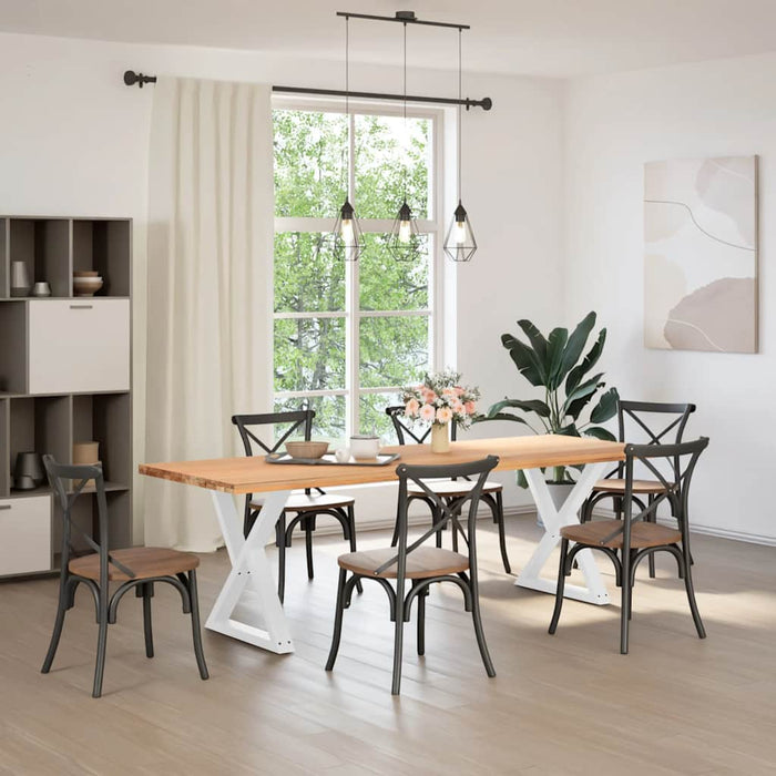 Gambe per tavolo da pranzo 2 pz bianche 80x(72-73,3) cm in acciaio 4012729