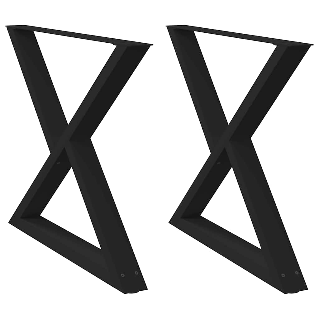 vidaXL Gambe per tavolo da pranzo 2 pz nere 90x(72-73,3) cm in acciaio