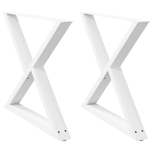 vidaXL Gambe per tavolo da pranzo 2 pz bianche 90x(72-73,3) cm in acciaio