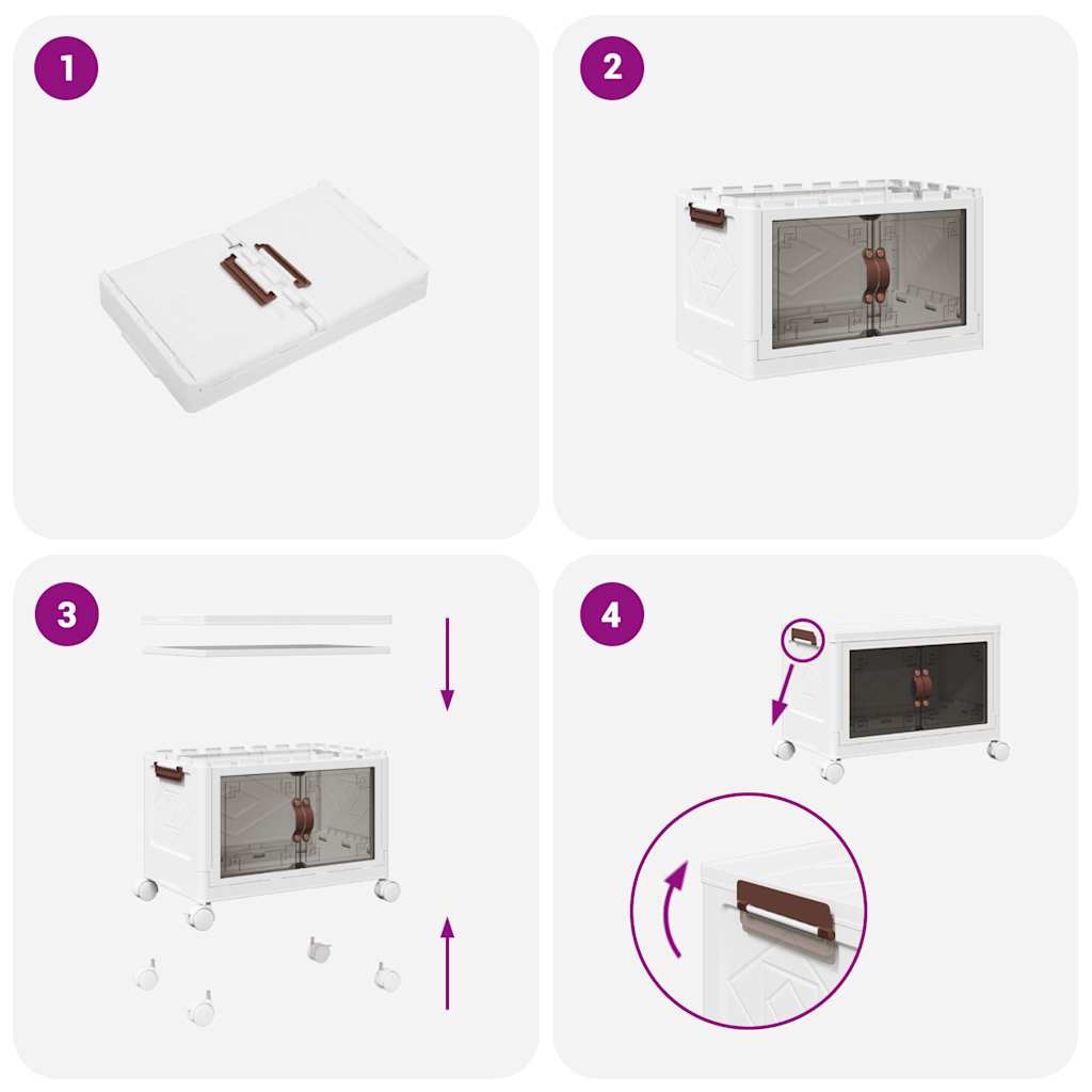 vidaXL Scatola Portaoggetti Impilabile con Ruote 28 L 48,5x29,5x33 cm