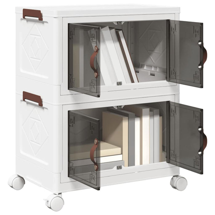 vidaXL Scatola Portaoggetti con Ruote 2 Livelli 28 L 48,5x29,5x59,5 cm