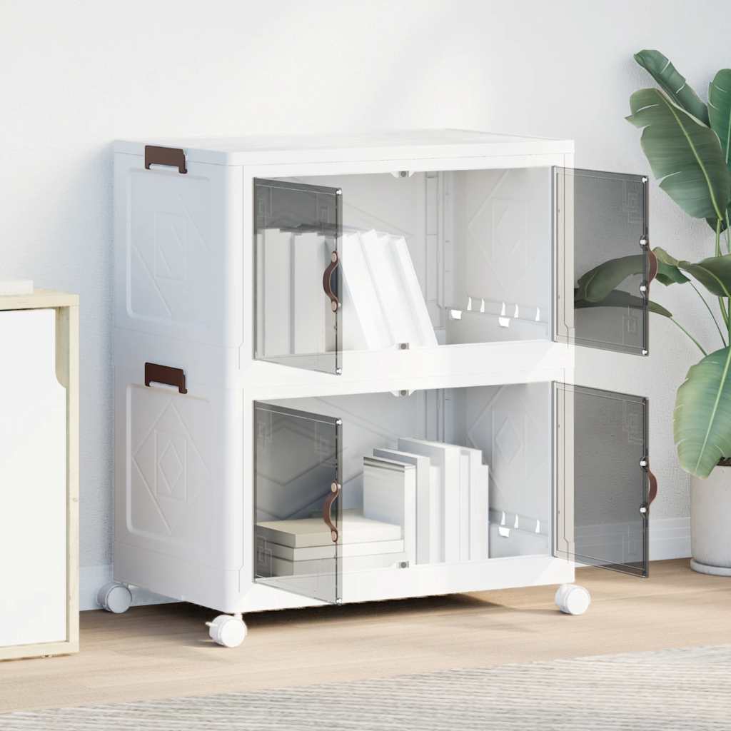 Scatola Portaoggetti con Ruote 2 Livelli 75 L 64x40x76 cm 4012368