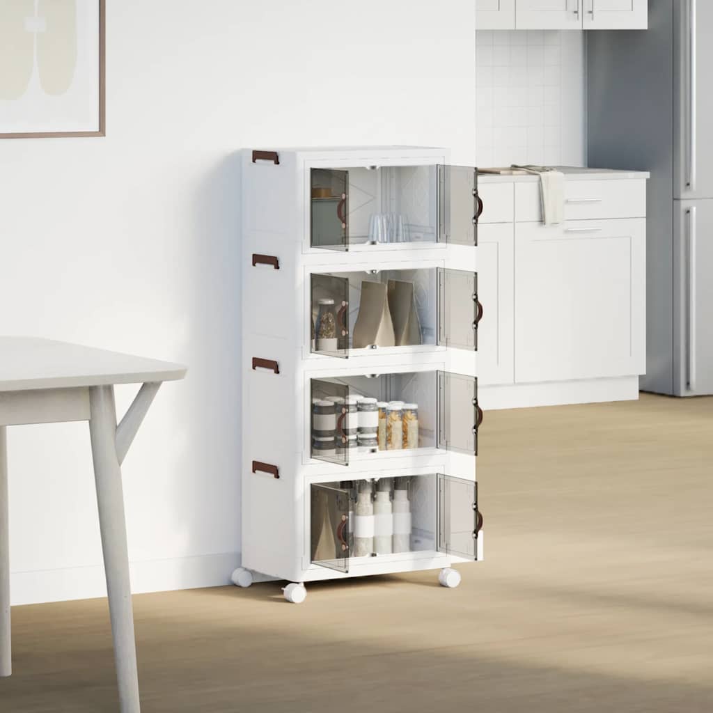 vidaXL Scatola Portaoggetti con Ruote 4 Livelli 28 L 48x29,5x112,5 cm