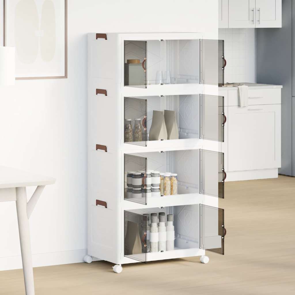 vidaXL Scatola Portaoggetti con Ruote 4 Livelli 75 L 64x40x141,5 cm