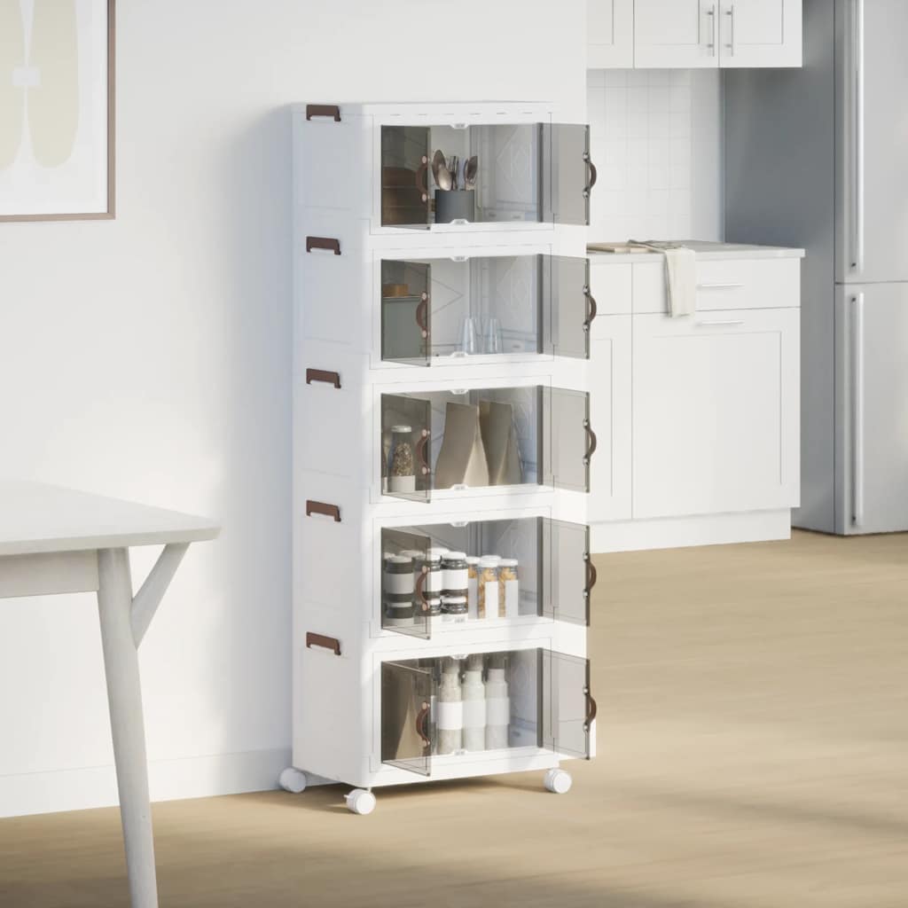 vidaXL Scatola Portaoggetti con Ruote 5 Livelli 28 L 48,5x29,5x139 cm