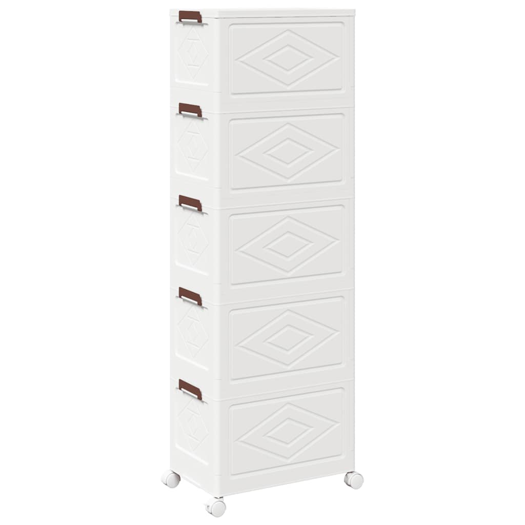 vidaXL Scatola Portaoggetti con Ruote 5 Livelli 28 L 48,5x29,5x139 cm