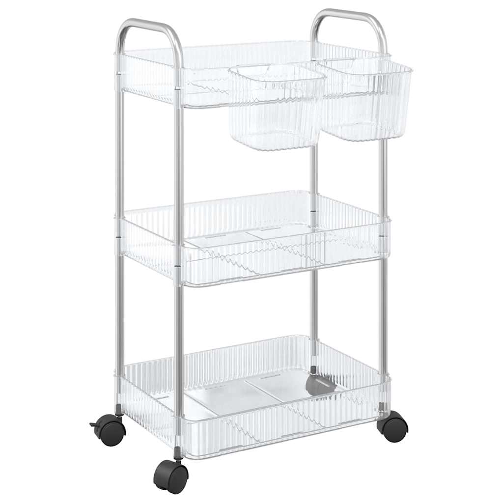 Carrello Portaoggetti a 3 Livelli 37x28x68 cm in Acrilico 4012378