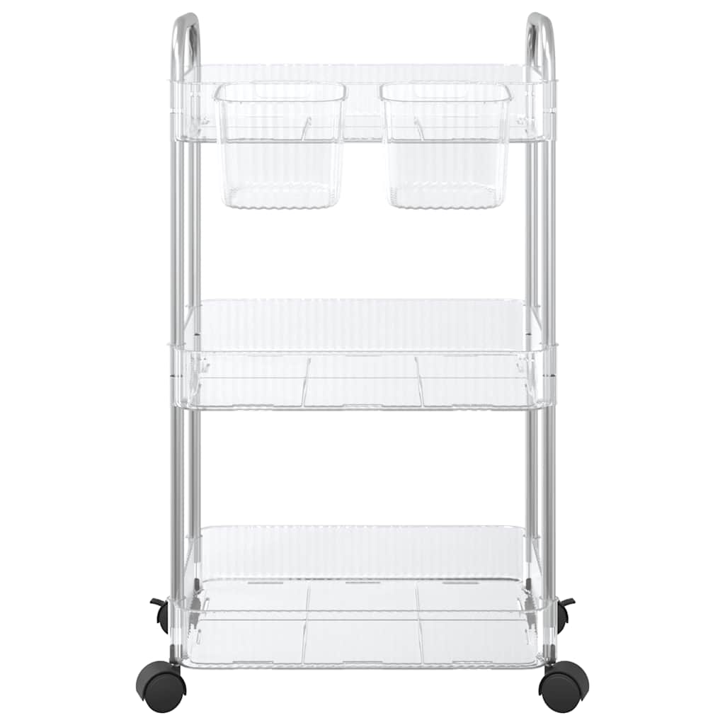 Carrello Portaoggetti a 3 Livelli 37x28x68 cm in Acrilico 4012378