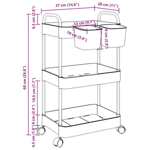 Carrello Portaoggetti a 3 Livelli 37x28x68 cm in Acrilico 4012378