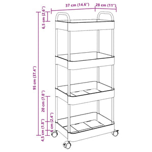 Carrello Portaoggetti a 4 Livelli 37x28x95 cm in Acrilico 4012379