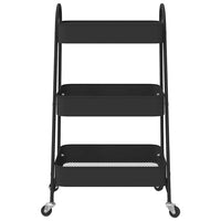 Carrello Portaoggetti a 3 Ripiani Nero 42x41,5x77 cm in Acciaio 4012381