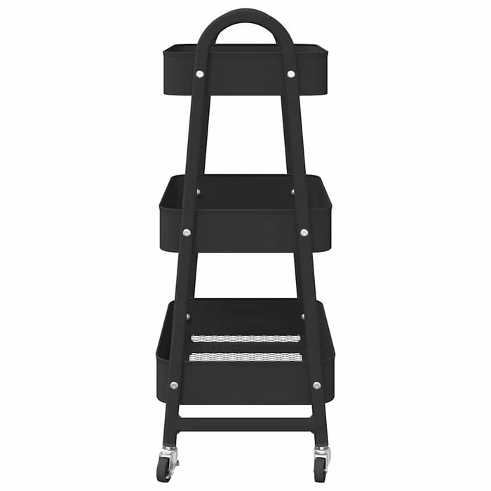 Carrello Portaoggetti a 3 Ripiani Nero 42x41,5x77 cm in Acciaio