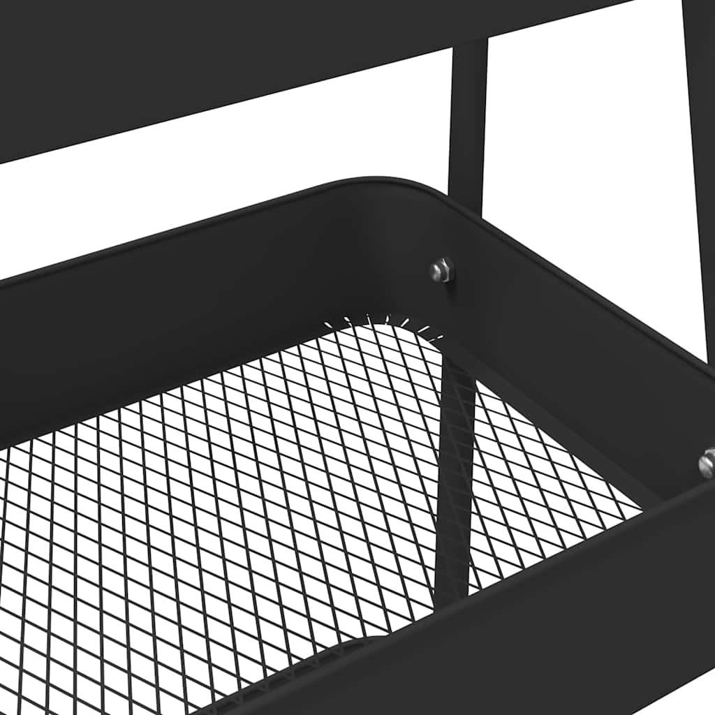 Carrello Portaoggetti a 3 Ripiani Nero 42x41,5x77 cm in Acciaio 4012381