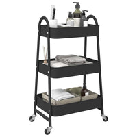 Carrello Portaoggetti a 3 Ripiani Nero 42x41,5x77 cm in Acciaio 4012381
