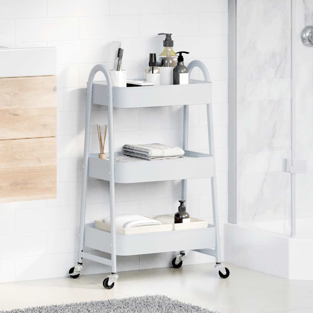 Carrello Portaoggetti a 3 Ripiani Bianco 42x41,5x77 cm Acciaio 4012382