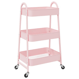 Carrello portaoggetti a 3 ripiani rosa 42x41,5x77 cm in acciaio 4012383