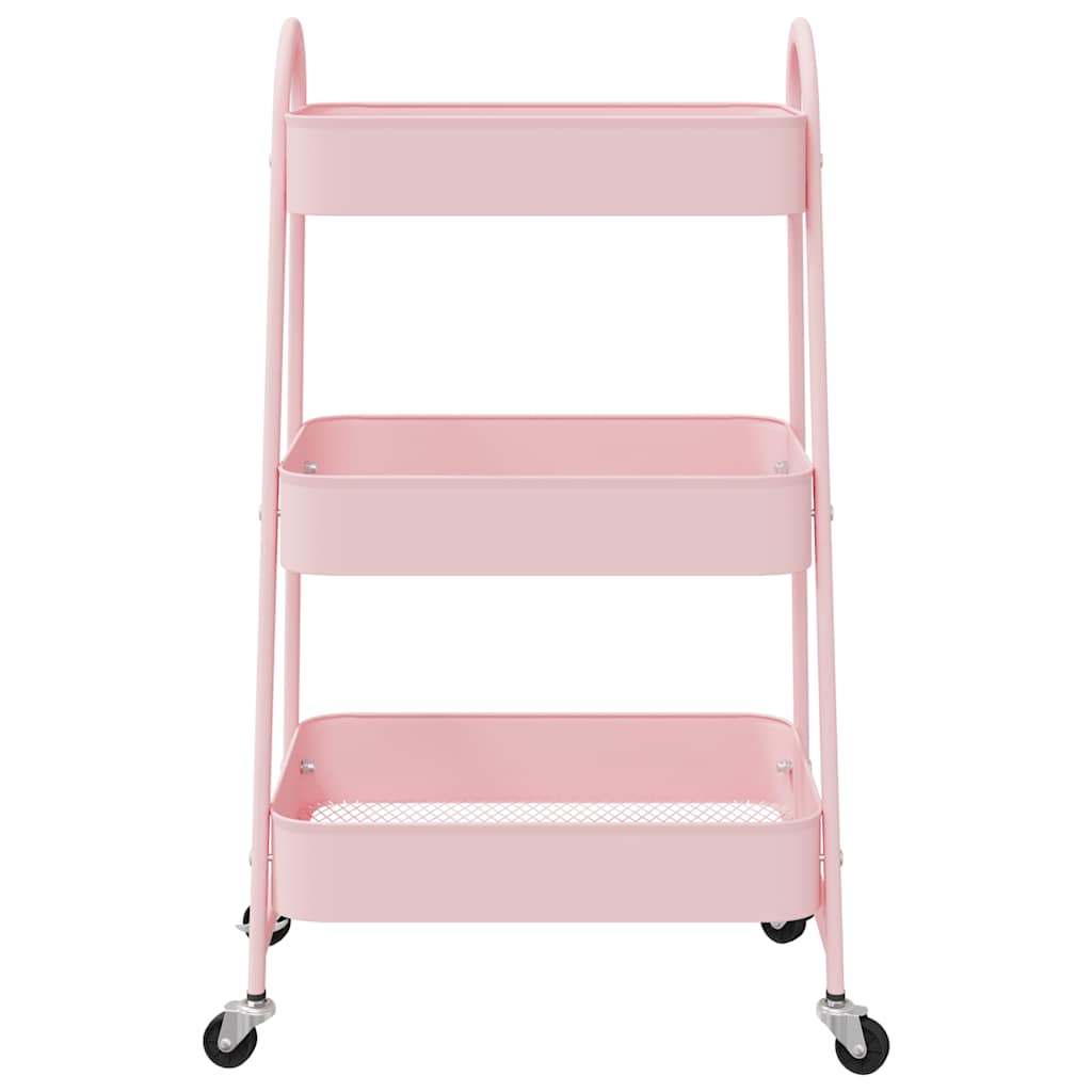 Carrello portaoggetti a 3 ripiani rosa 42x41,5x77 cm in acciaio 4012383