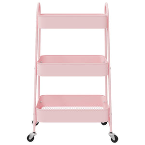 Carrello portaoggetti a 3 ripiani rosa 42x41,5x77 cm in acciaio 4012383