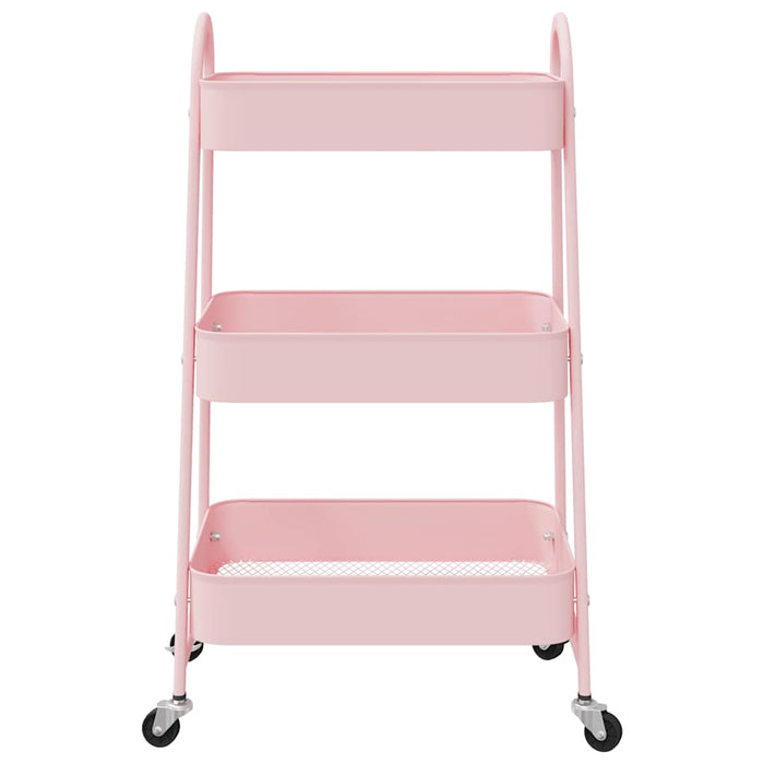 Carrello portaoggetti a 3 ripiani rosa 42x41,5x77 cm in acciaio 4012383