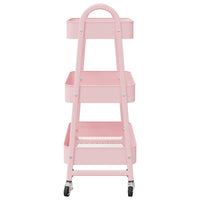 vidaXL Carrello Portaoggetti a 3 Ripiani Rosa 42x41,5x77 cm in Acciaio