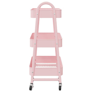 Carrello portaoggetti a 3 ripiani rosa 42x41,5x77 cm in acciaio 4012383
