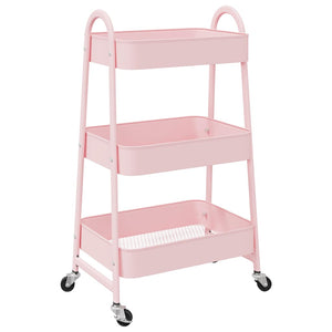 Carrello portaoggetti a 3 ripiani rosa 42x41,5x77 cm in acciaio 4012383