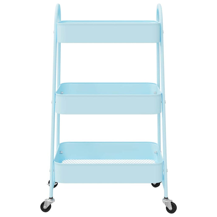 Carrello Portaoggetti a 3 Ripiani Blu 42x41,5x77 cm in Acciaio 4012384