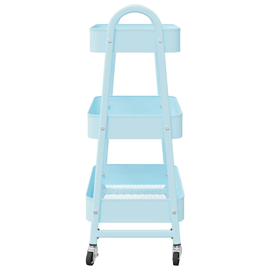 Carrello Portaoggetti a 3 Ripiani Blu 42x41,5x77 cm in Acciaio 4012384