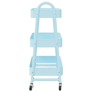 Carrello Portaoggetti a 3 Ripiani Blu 42x41,5x77 cm in Acciaio 4012384