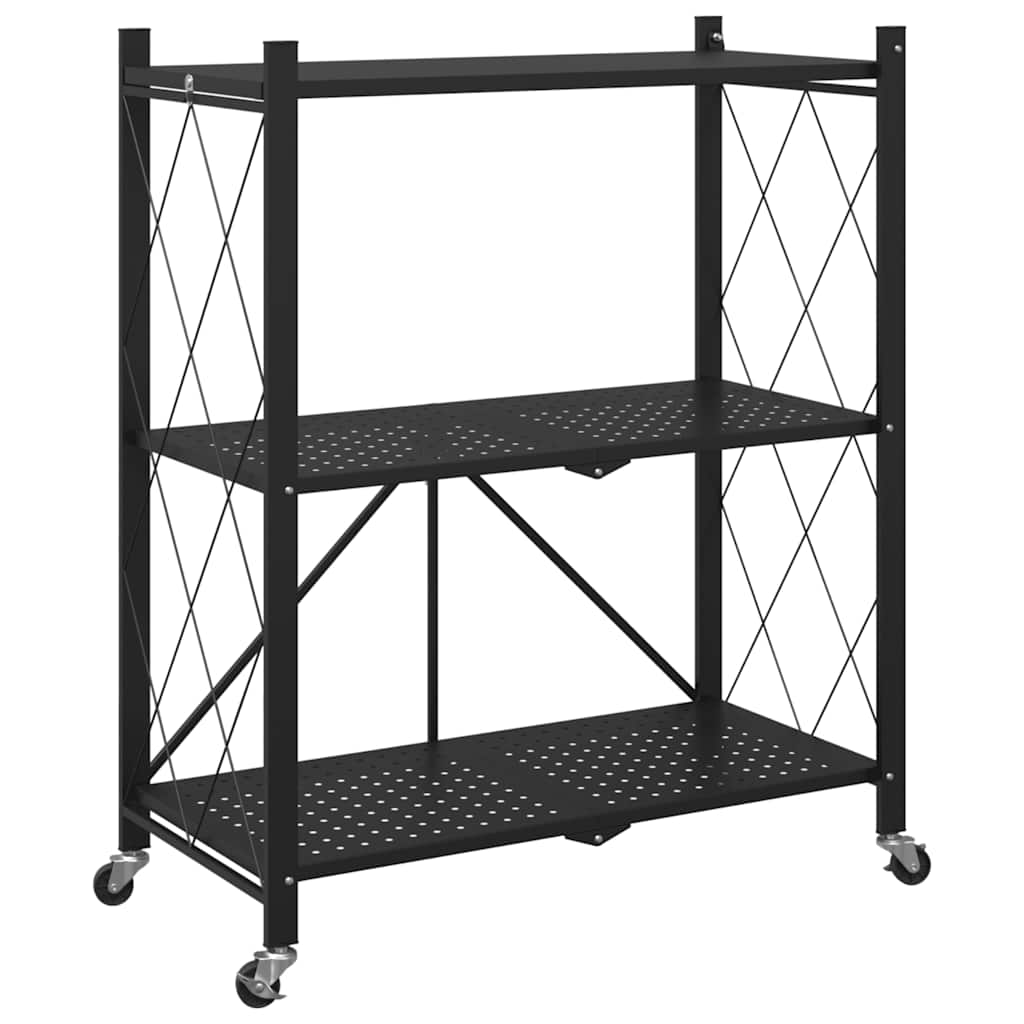 Scaffale portaoggetti con ruote nero 71x34x88 cm in acciaio 4012385