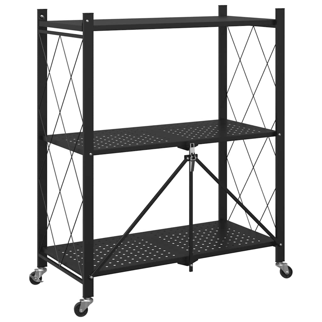 Scaffale portaoggetti con ruote nero 71x34x88 cm in acciaio 4012385