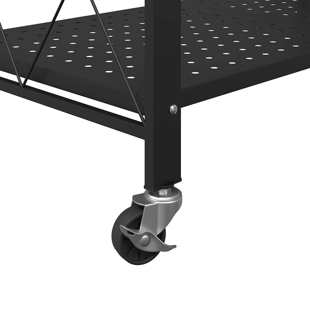 Scaffale portaoggetti con ruote nero 71x34x88 cm in acciaio 4012385