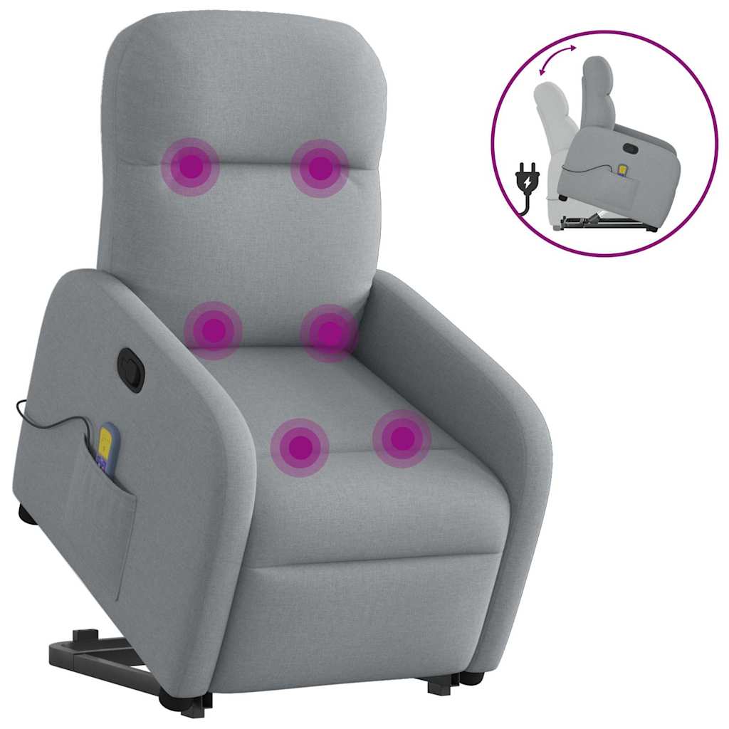 Poltrona Alzapersona Massaggi Reclinabile Grigio Chiaro Tessuto 3302982