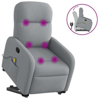 Poltrona Alzapersona Massaggi Reclinabile Grigio Chiaro Tessuto 3302982