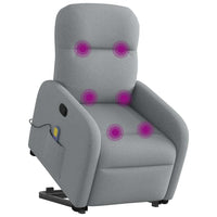 Poltrona Alzapersona Massaggi Reclinabile Grigio Chiaro Tessuto 3302982