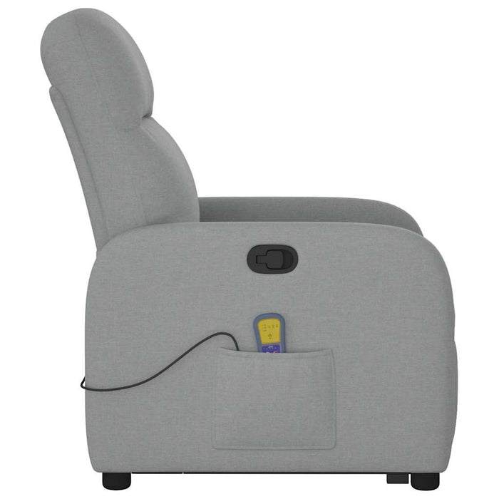 Poltrona Alzapersona Massaggi Reclinabile Grigio Chiaro Tessuto 3302982
