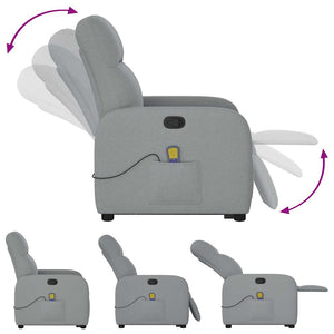 Poltrona Alzapersona Massaggi Reclinabile Grigio Chiaro Tessuto 3302982