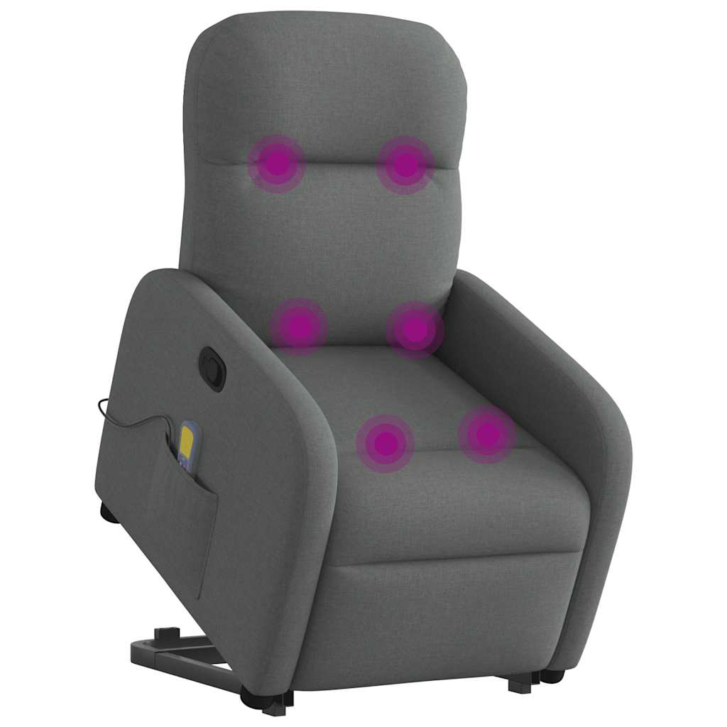 Poltrona Alzapersona Massaggi Reclinabile Grigio Scuro Tessuto 3302983