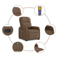 vidaXL Poltrona Alzapersona Massaggiante Reclinabile Marrone Tessuto