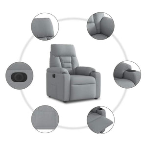 Poltrona Elettrica Reclinabile Grigio Chiaro in Tessuto 3303012