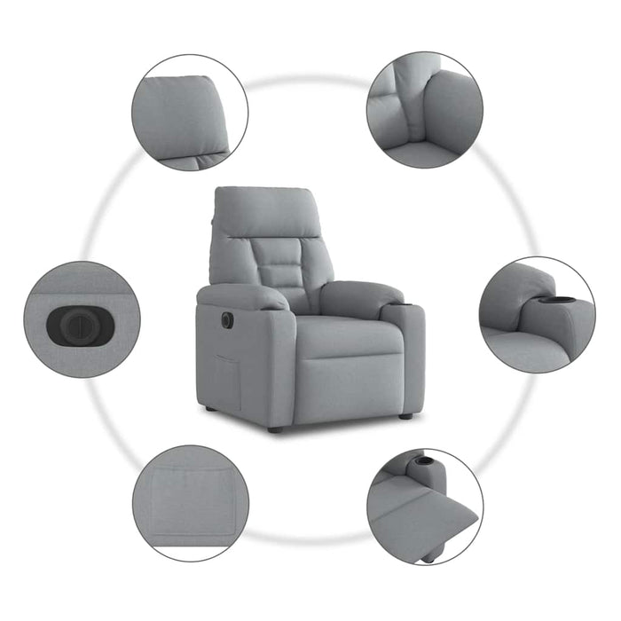 Poltrona Elettrica Reclinabile Grigio Chiaro in Tessuto 3303012