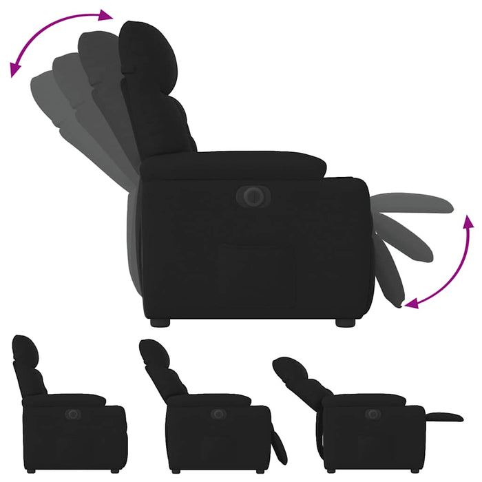 Poltrona Elettrica Reclinabile Nera in Tessuto 3303014