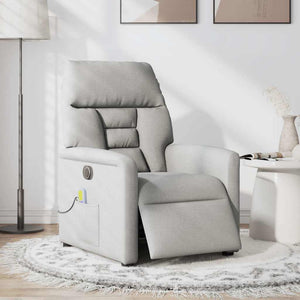 vidaXL Poltrona Reclinabile Massaggio Elettrica Grigio Nuvola Tessuto