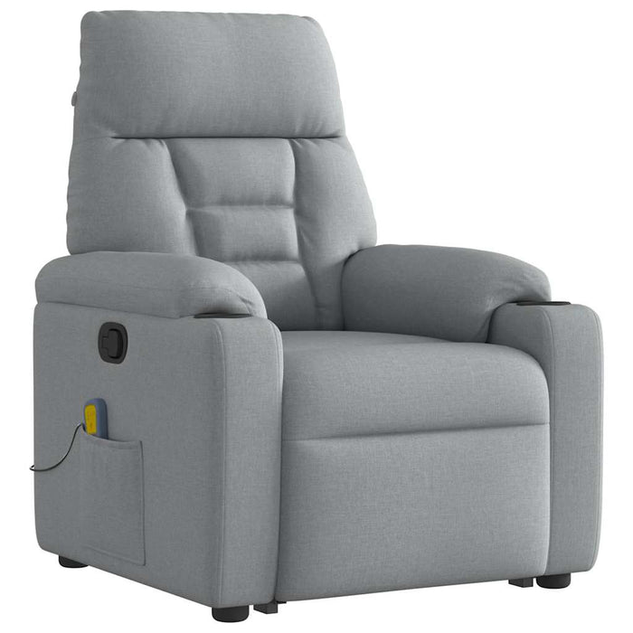 Poltrona Alzapersona Massaggi Reclinabile Grigio Chiaro Tessuto 3303042